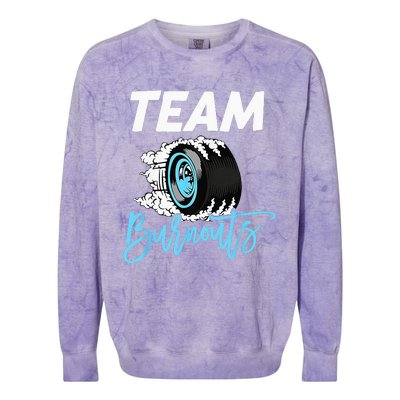 Burnouts Or Bows Team Boy Team Girl Gender Reveal Colorblast Crewneck Sweatshirt