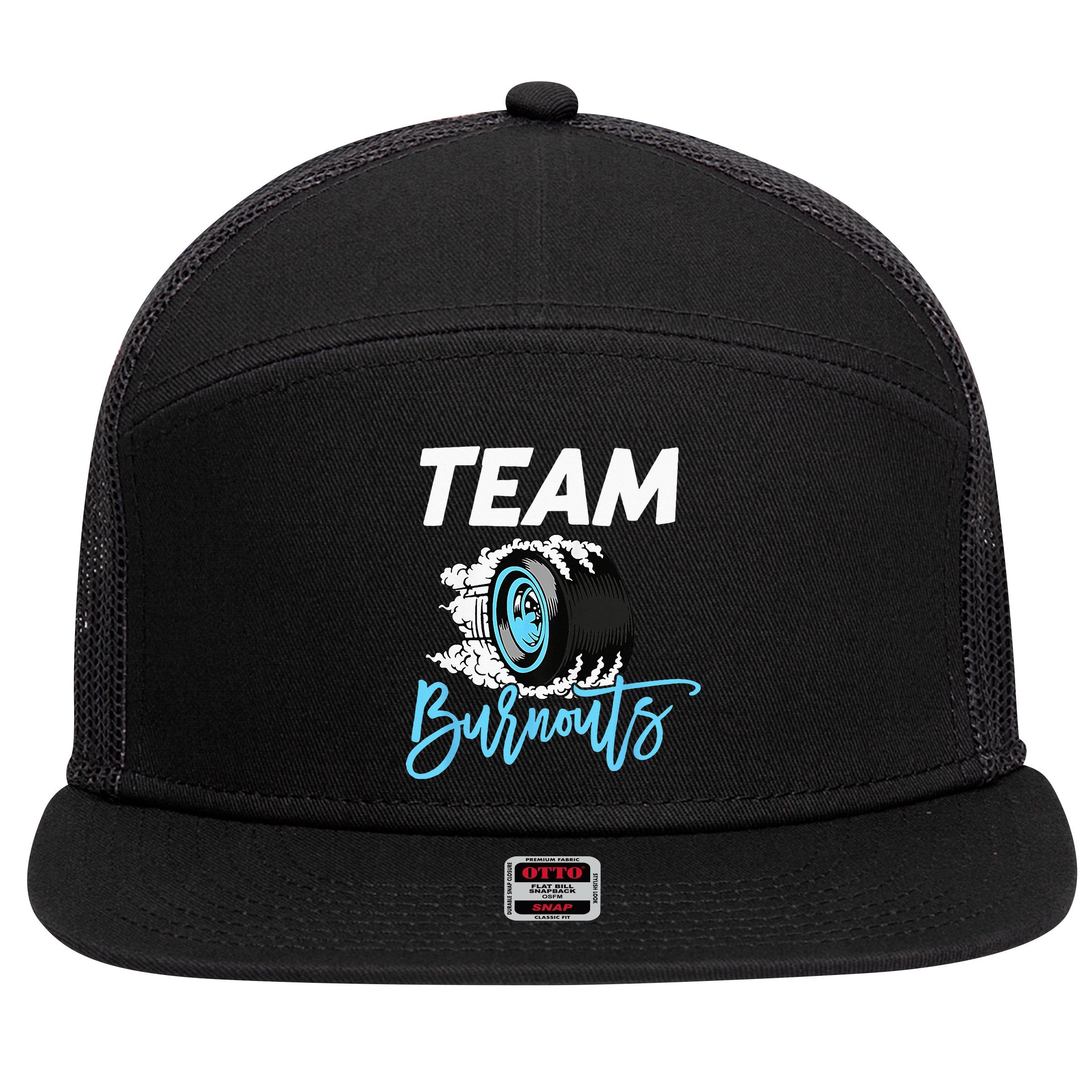 Burnouts Or Bows Team Boy Team Girl Gender Reveal 7 Panel Mesh Trucker Snapback Hat