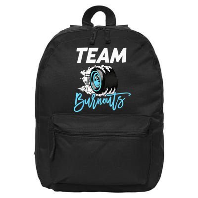 Burnouts Or Bows Team Boy Team Girl Gender Reveal 16 in Basic Backpack