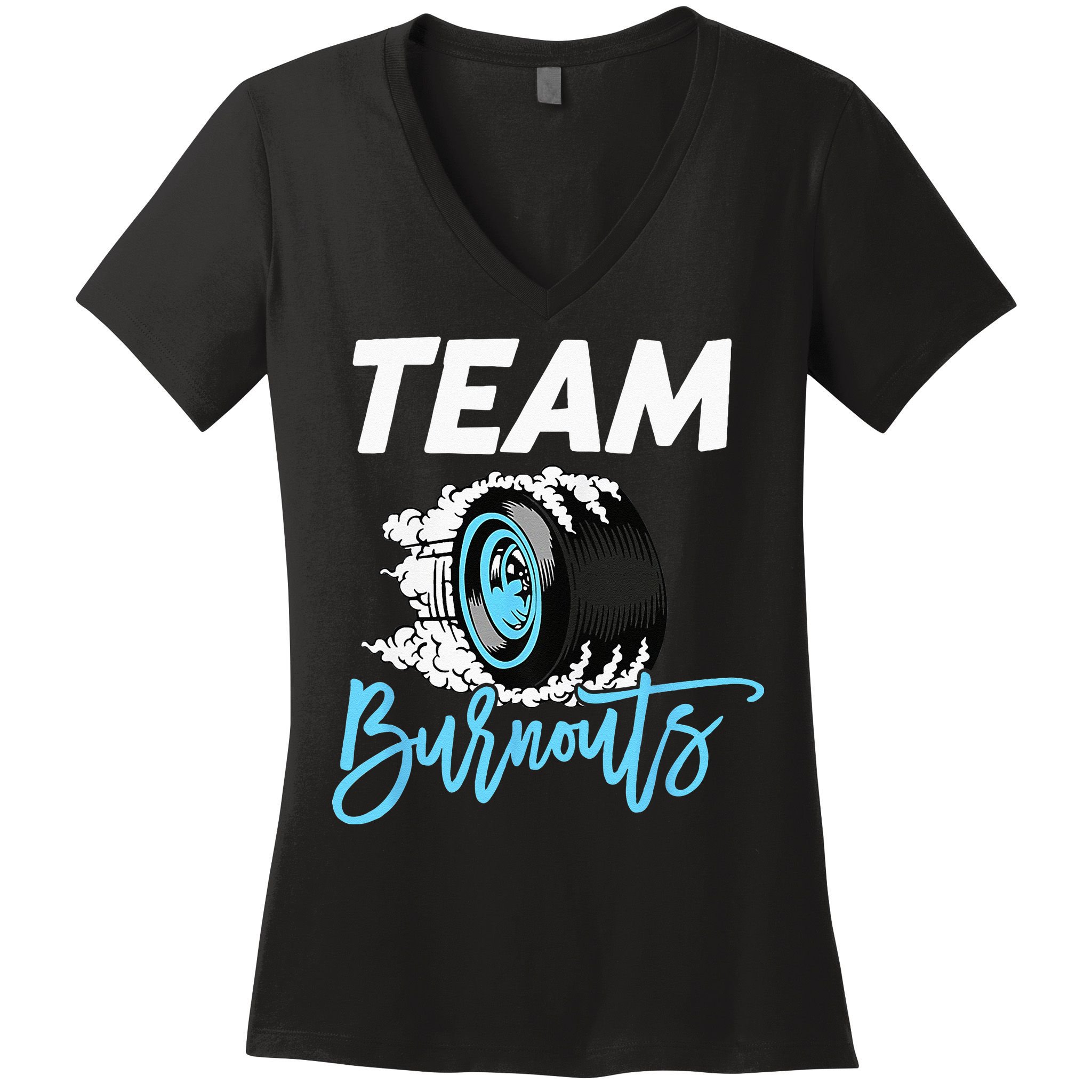 Burnouts Or Bows Team Boy Team Girl Gender Reveal Women's V-Neck T-Shirt