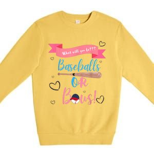 Baseball Or Bows Gender Reveal Premium Crewneck Sweatshirt