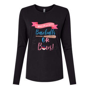 Baseball Or Bows Gender Reveal Womens Cotton Relaxed Long Sleeve T-Shirt