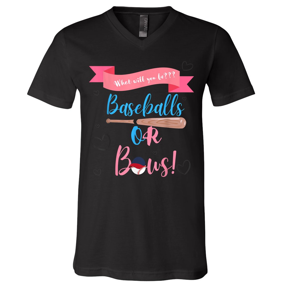 Baseball Or Bows Gender Reveal V-Neck T-Shirt