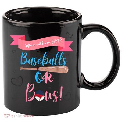 Baseball Or Bows Gender Reveal 11oz C Handle Ceramic Mug