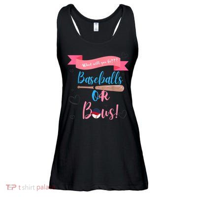 Baseball Or Bows Gender Reveal Ladies Essential Flowy Tank