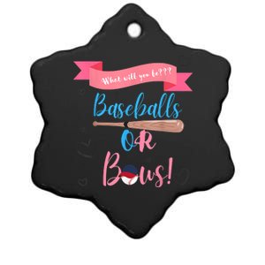 Baseball Or Bows Gender Reveal Ceramic Star Ornament