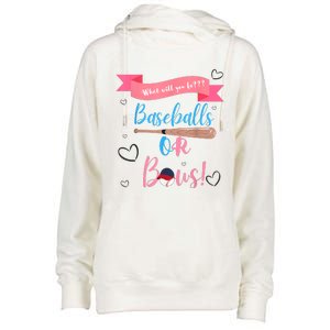 Baseball Or Bows Gender Reveal Womens Funnel Neck Pullover Hood