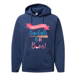 Baseball Or Bows Gender Reveal Performance Fleece Hoodie