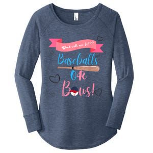 Baseball Or Bows Gender Reveal Women's Perfect Tri Tunic Long Sleeve Shirt