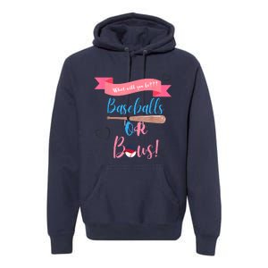 Baseball Or Bows Gender Reveal Premium Hoodie