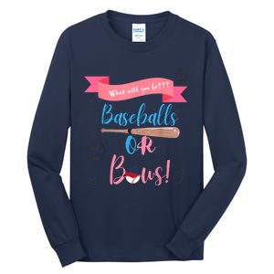 Baseball Or Bows Gender Reveal Tall Long Sleeve T-Shirt