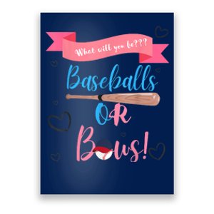 Baseball Or Bows Gender Reveal Poster