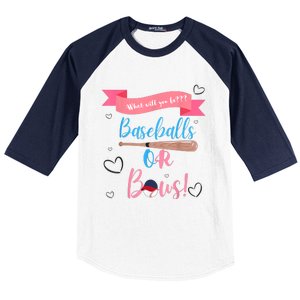 Baseball Or Bows Gender Reveal Baseball Sleeve Shirt