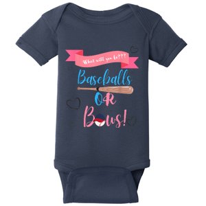 Baseball Or Bows Gender Reveal Baby Bodysuit