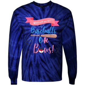 Baseball Or Bows Gender Reveal Tie-Dye Long Sleeve Shirt