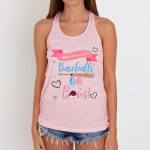 Baseball Or Bows Gender Reveal Women's Knotted Racerback Tank