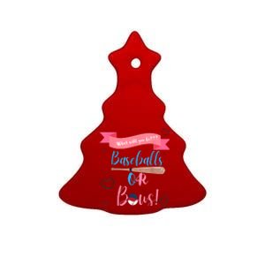 Baseball Or Bows Gender Reveal Ceramic Tree Ornament