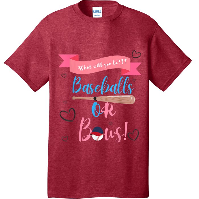 Baseball Or Bows Gender Reveal T-Shirt