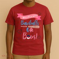 Baseball Or Bows Gender Reveal T-Shirt
