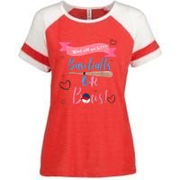 Baseball Or Bows Gender Reveal Enza Ladies Jersey Colorblock Tee