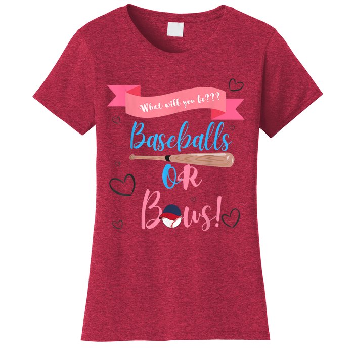 Baseball Or Bows Gender Reveal Women's T-Shirt