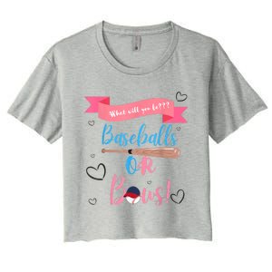 Baseball Or Bows Gender Reveal Women's Crop Top Tee