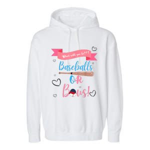 Baseball Or Bows Gender Reveal Garment-Dyed Fleece Hoodie