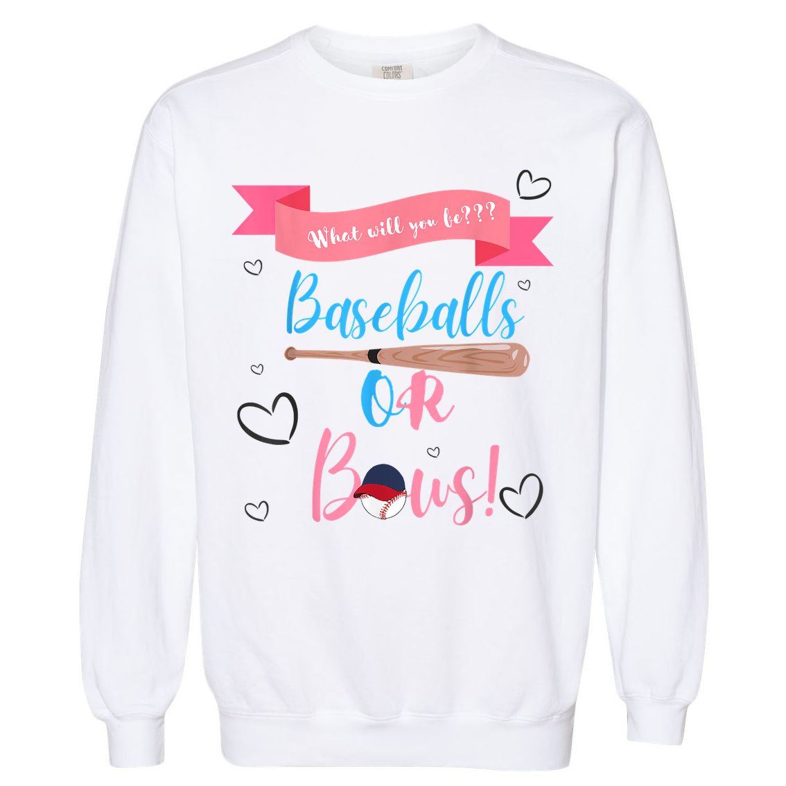 Baseball Or Bows Gender Reveal Garment-Dyed Sweatshirt