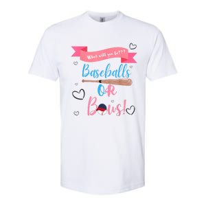 Baseball Or Bows Gender Reveal Softstyle CVC T-Shirt