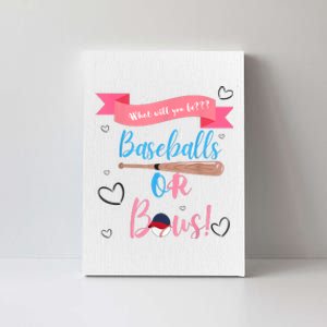 Baseball Or Bows Gender Reveal Canvas