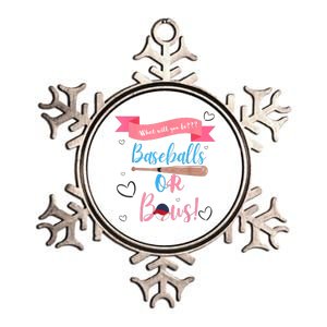 Baseball Or Bows Gender Reveal Metallic Star Ornament