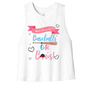 Baseball Or Bows Gender Reveal Women's Racerback Cropped Tank