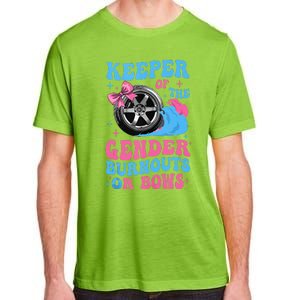 Burnouts Or Bows Funny Keeper Of Gender Baby Reveal Party Adult ChromaSoft Performance T-Shirt