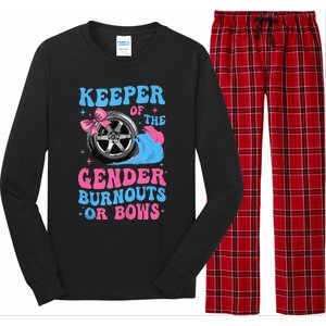 Burnouts Or Bows Funny Keeper Of Gender Baby Reveal Party Long Sleeve Pajama Set