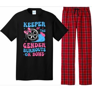 Burnouts Or Bows Funny Keeper Of Gender Baby Reveal Party Pajama Set