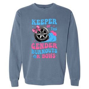 Burnouts Or Bows Funny Keeper Of Gender Baby Reveal Party Garment-Dyed Sweatshirt