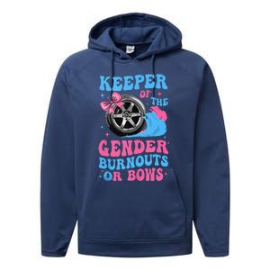 Burnouts Or Bows Funny Keeper Of Gender Baby Reveal Party Performance Fleece Hoodie