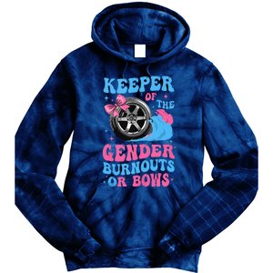 Burnouts Or Bows Funny Keeper Of Gender Baby Reveal Party Tie Dye Hoodie