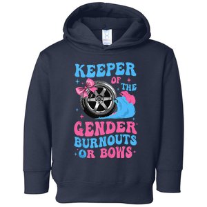 Burnouts Or Bows Funny Keeper Of Gender Baby Reveal Party Toddler Hoodie