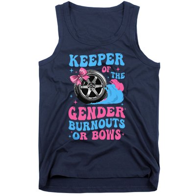 Burnouts Or Bows Funny Keeper Of Gender Baby Reveal Party Tank Top