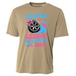 Burnouts Or Bows Funny Keeper Of Gender Baby Reveal Party Cooling Performance Crew T-Shirt