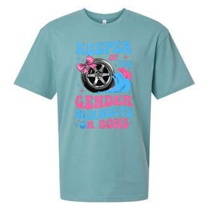 Burnouts Or Bows Funny Keeper Of Gender Baby Reveal Party Sueded Cloud Jersey T-Shirt