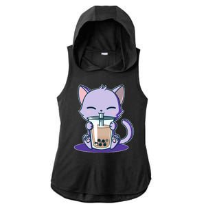 Boba Kitty Ladies PosiCharge Tri-Blend Wicking Draft Hoodie Tank