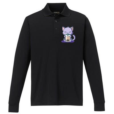 Boba Kitty Performance Long Sleeve Polo