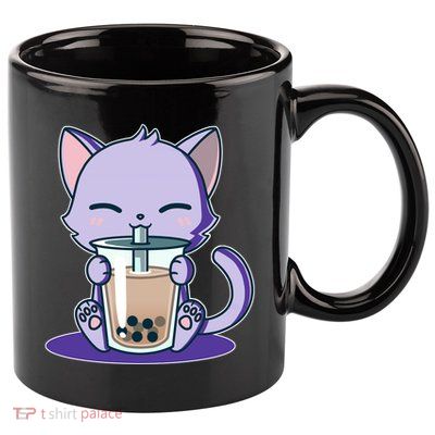 Boba Kitty 11oz C Handle Ceramic Mug