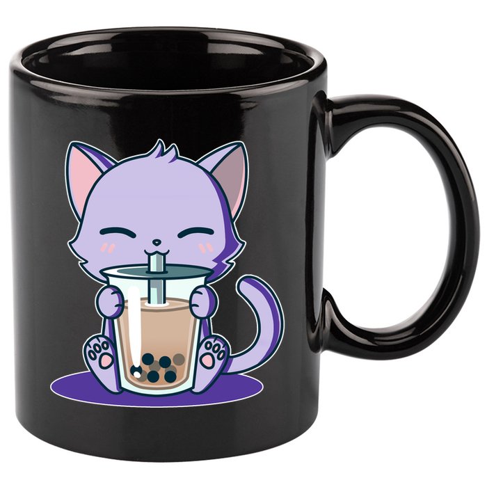 Boba Kitty 11oz C Handle Ceramic Mug