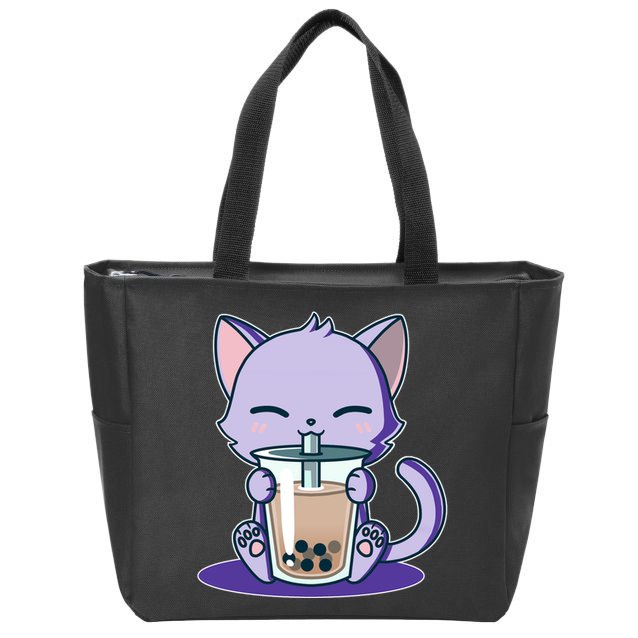 Boba Kitty Zip Tote Bag