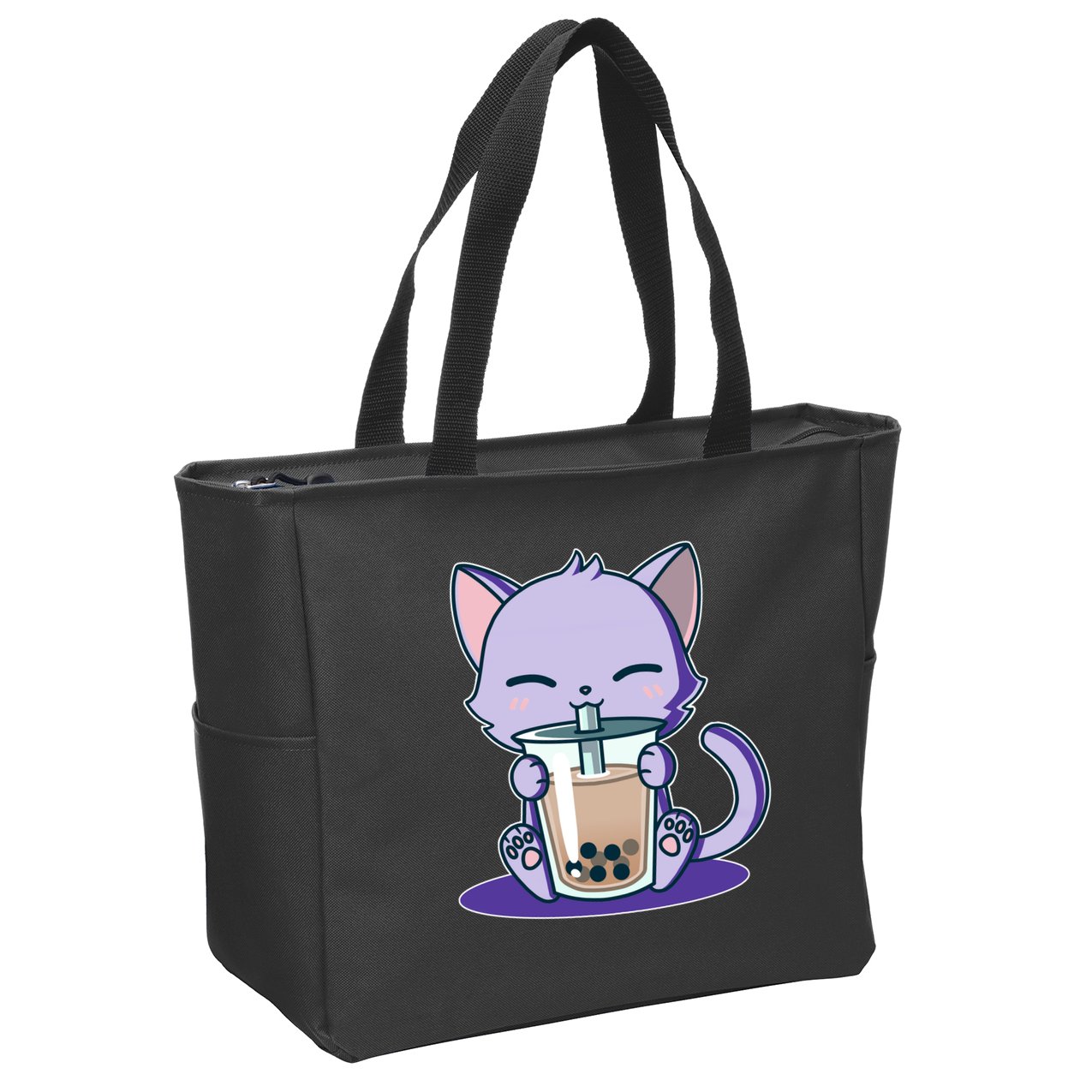 Boba Kitty Zip Tote Bag