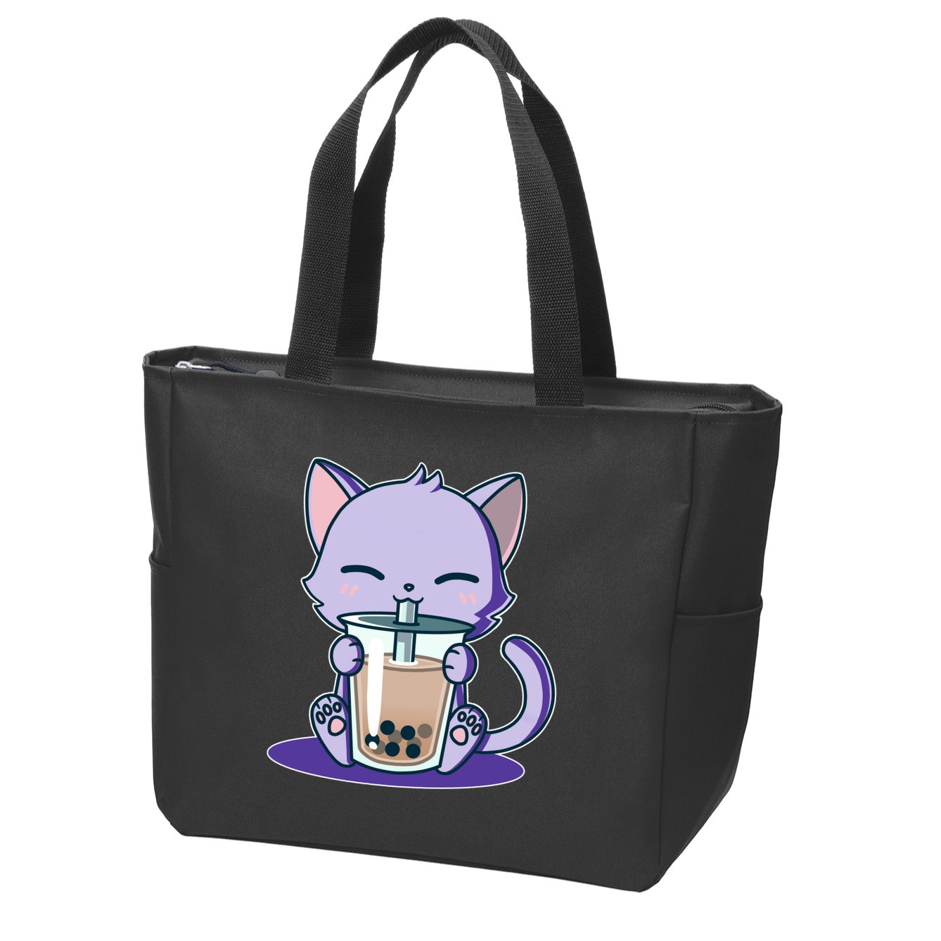 Boba Kitty Zip Tote Bag
