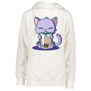 Boba Kitty Womens Funnel Neck Pullover Hood